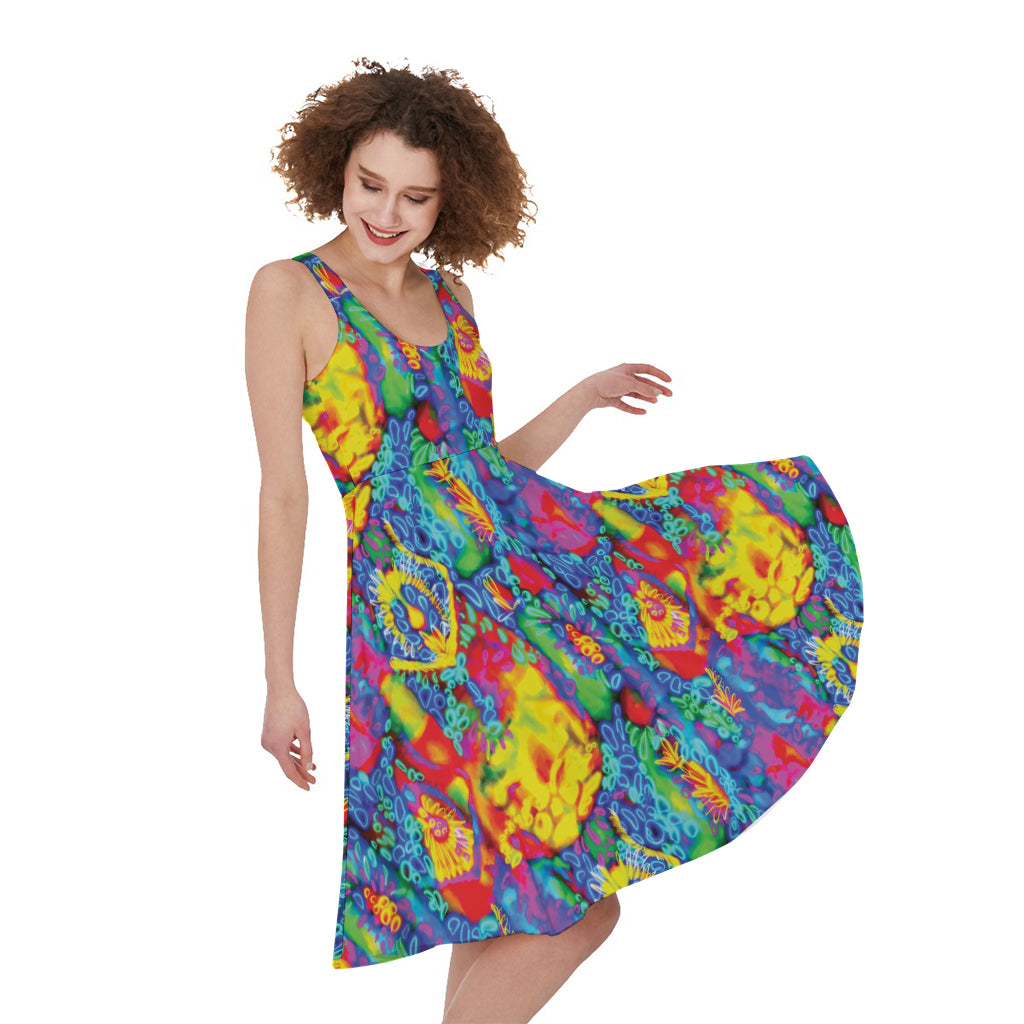 Abstract Psychedelic Print Women's Sleeveless Dress