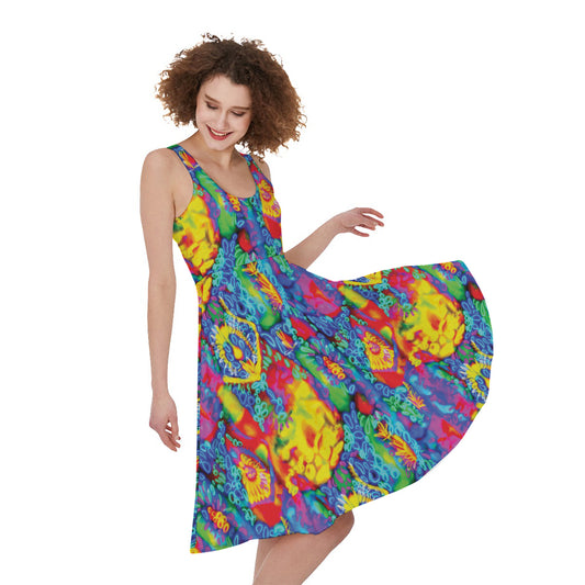 Abstract Psychedelic Print Women's Sleeveless Dress