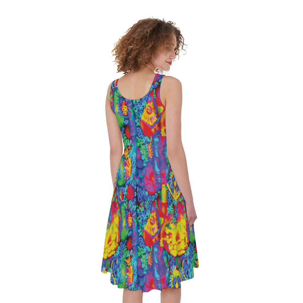 Abstract Psychedelic Print Women's Sleeveless Dress