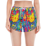 Abstract Psychedelic Print Women's Split Running Shorts