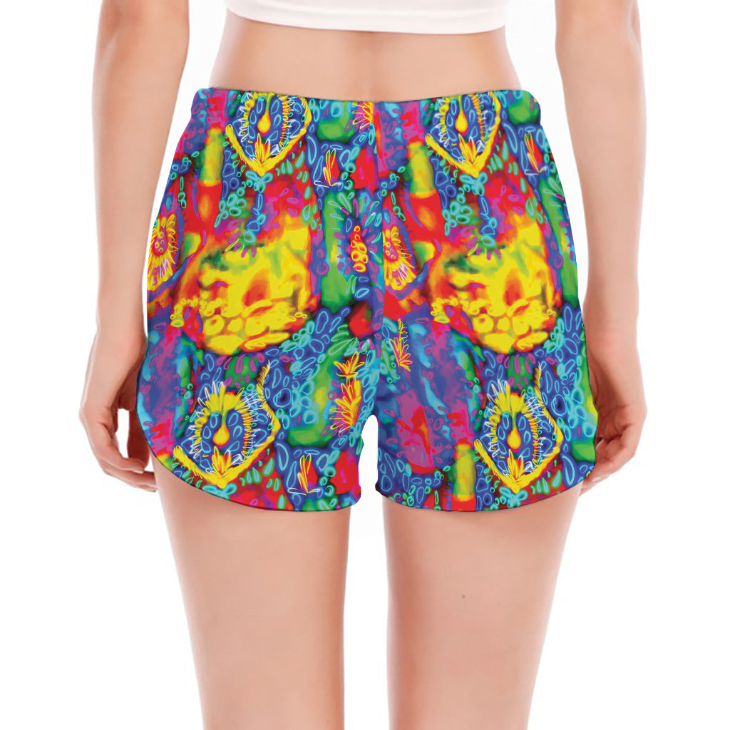 Abstract Psychedelic Print Women's Split Running Shorts