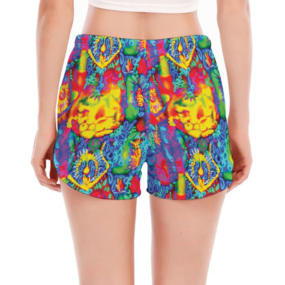 Abstract Psychedelic Print Women's Split Running Shorts