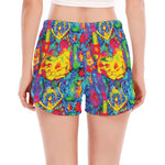 Abstract Psychedelic Print Women's Split Running Shorts
