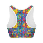 Abstract Psychedelic Print Women's Sports Bra