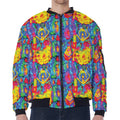 Abstract Psychedelic Print Zip Sleeve Bomber Jacket
