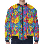 Abstract Psychedelic Print Zip Sleeve Bomber Jacket
