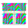 Abstract Psychedelic Trippy Print 3 Piece Kitchen Curtains