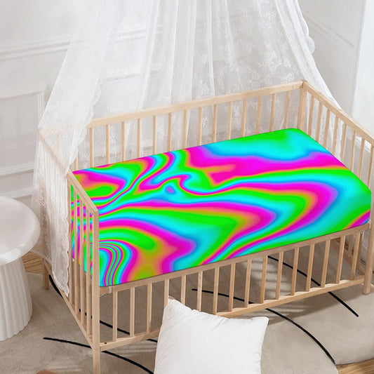 Abstract Psychedelic Trippy Print Baby Crib Sheet