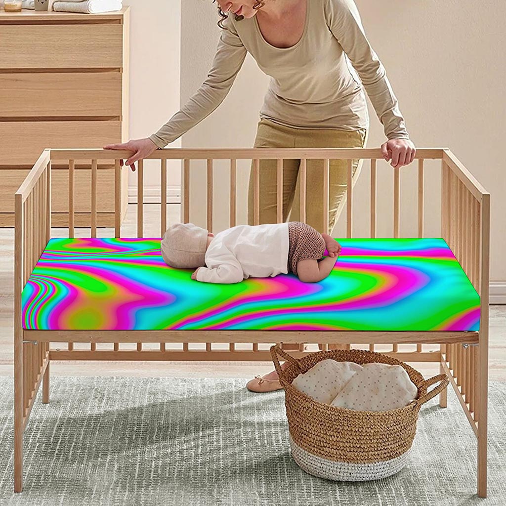 Abstract Psychedelic Trippy Print Baby Crib Sheet