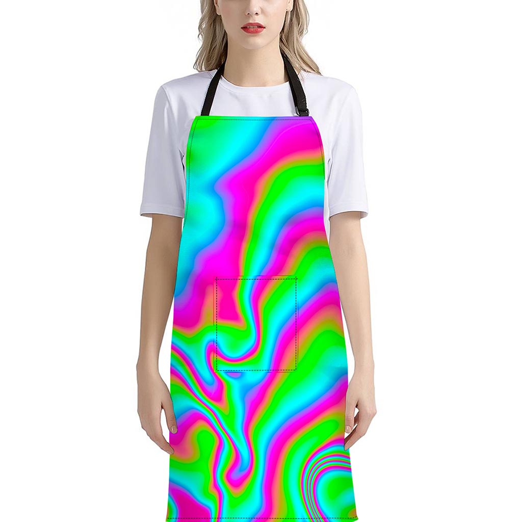 Abstract Psychedelic Trippy Print Bib Apron With Pocket