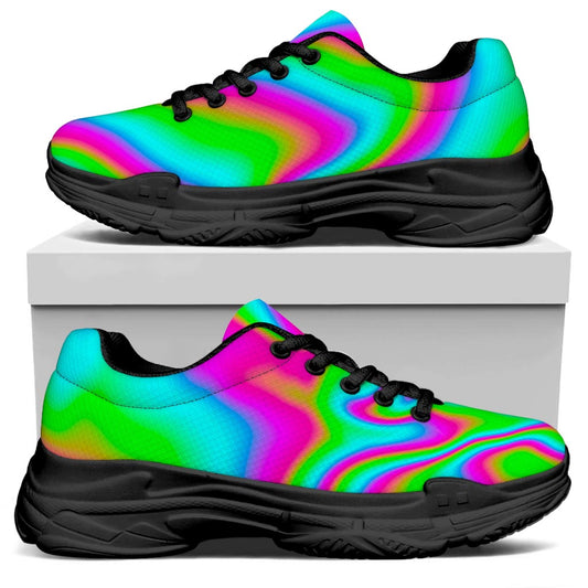 Abstract Psychedelic Trippy Print Black Chunky Shoes