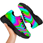 Abstract Psychedelic Trippy Print Black Chunky Shoes