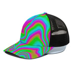Abstract Psychedelic Trippy Print Black Mesh Trucker Cap