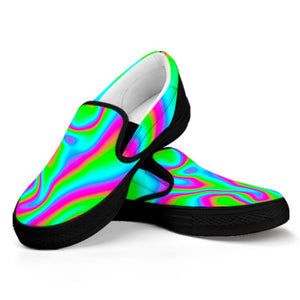 Abstract Psychedelic Trippy Print Black Slip On Sneakers