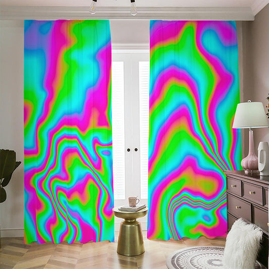 Abstract Psychedelic Trippy Print Blackout Pencil Pleat Curtains
