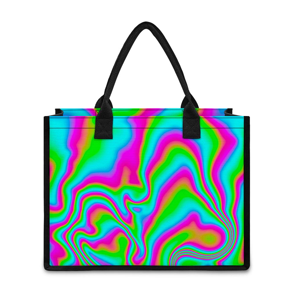 Abstract Psychedelic Trippy Print Canvas Tote Bag