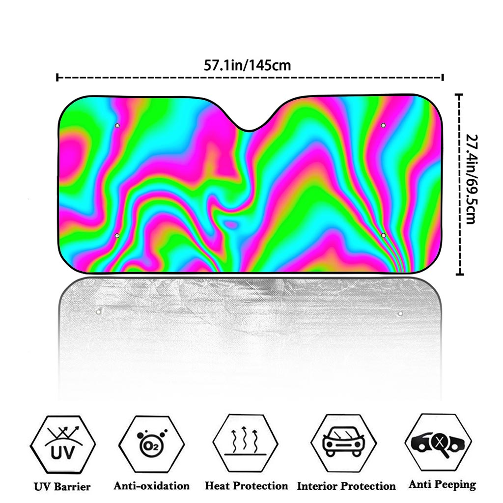 Abstract Psychedelic Trippy Print Car Windshield Sun Shade