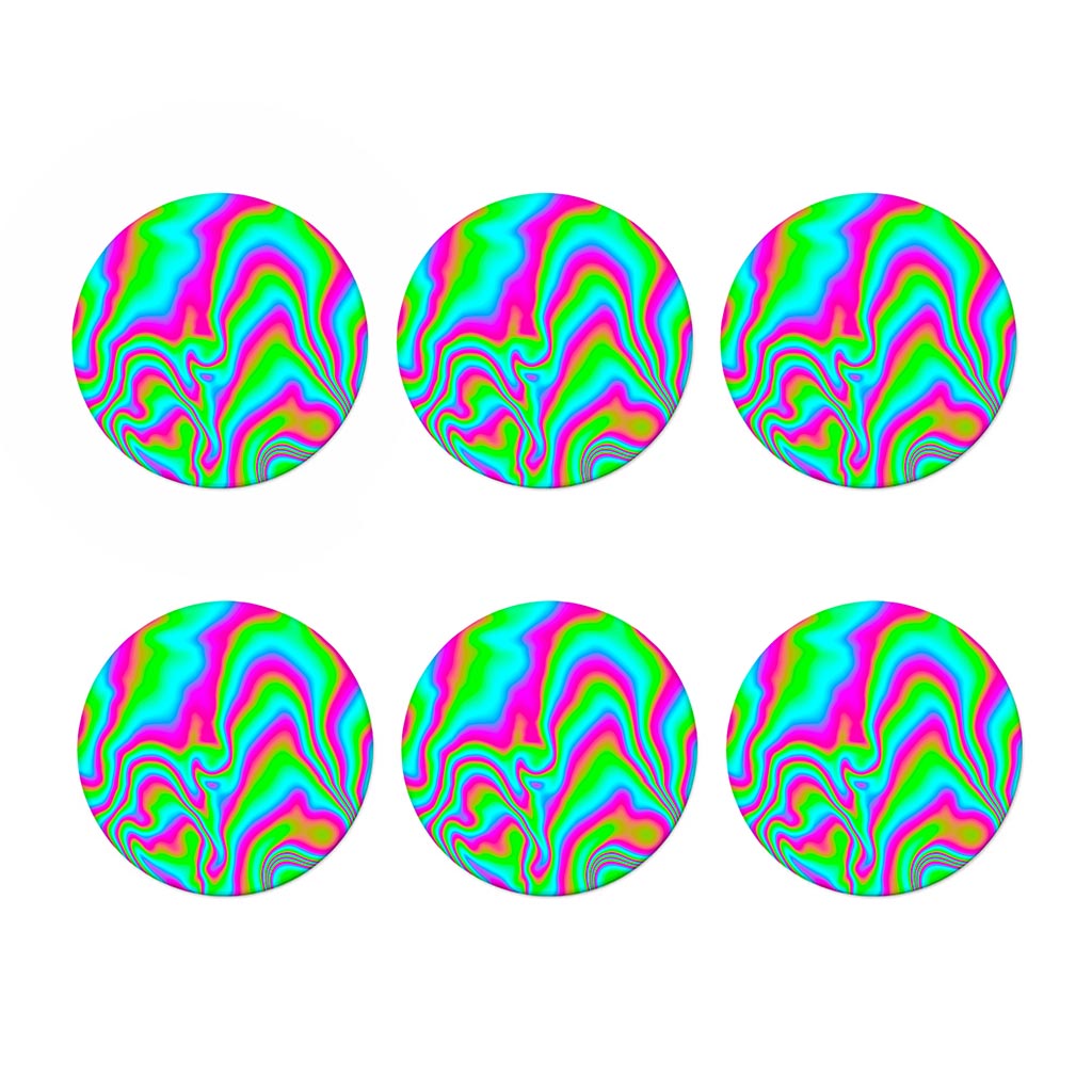 Abstract Psychedelic Trippy Print Coaster Set