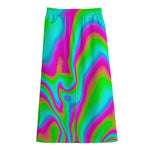 Abstract Psychedelic Trippy Print Cotton Front Slit Maxi Skirt