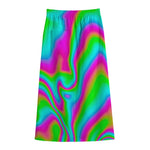 Abstract Psychedelic Trippy Print Cotton Front Slit Maxi Skirt