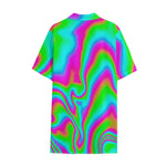 Abstract Psychedelic Trippy Print Cotton Hawaiian Shirt
