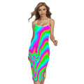 Abstract Psychedelic Trippy Print Cross Back Cami Dress