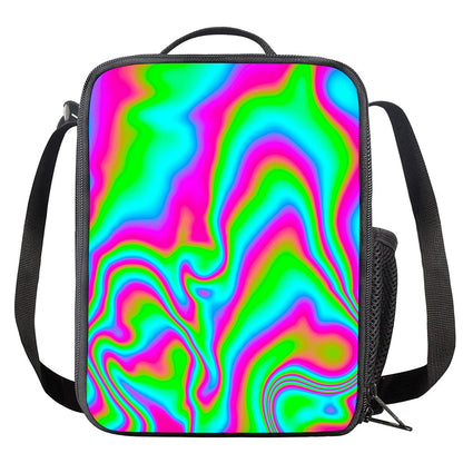 Abstract Psychedelic Trippy Print Crossbody Lunch Bag