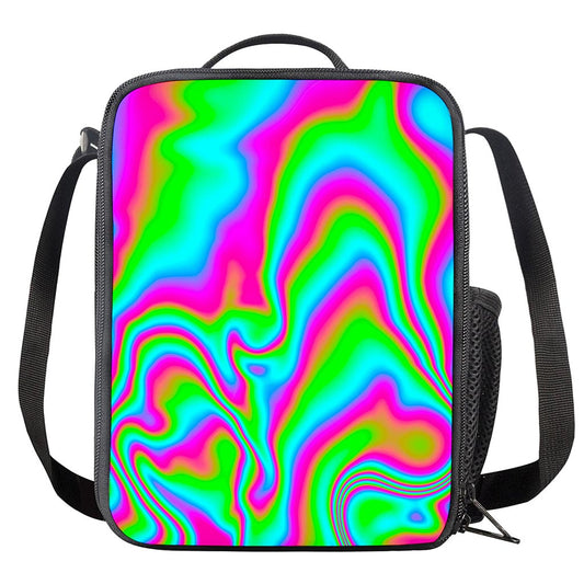 Abstract Psychedelic Trippy Print Crossbody Lunch Bag