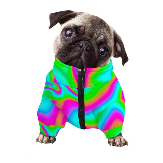 Abstract Psychedelic Trippy Print Dog Zip Up Jacket