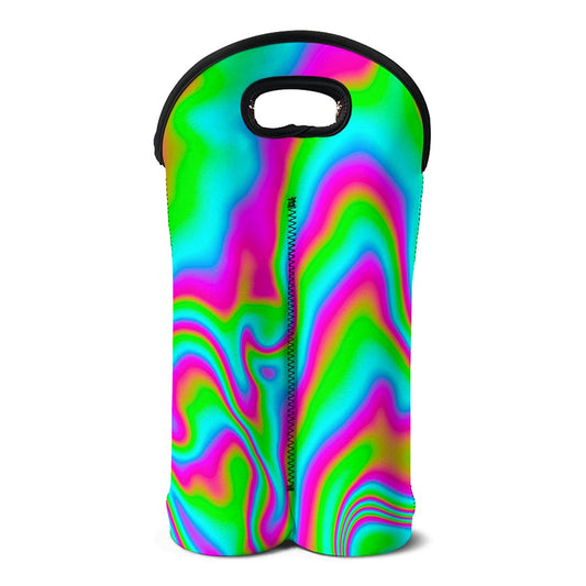 Abstract Psychedelic Trippy Print Double Neoprene Wine Tote