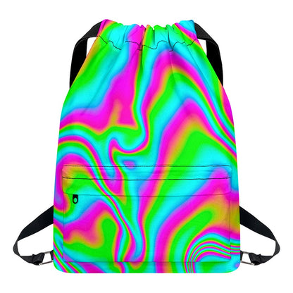 Abstract Psychedelic Trippy Print Drawstring Backpack