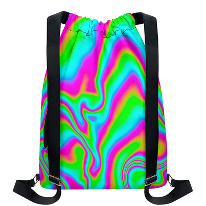 Abstract Psychedelic Trippy Print Drawstring Backpack