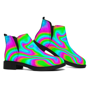 Abstract Psychedelic Trippy Print Flat Ankle Boots