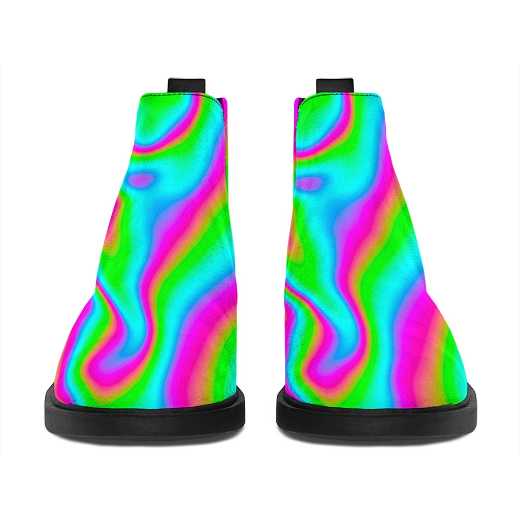 Abstract Psychedelic Trippy Print Flat Ankle Boots