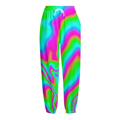 Abstract Psychedelic Trippy Print Fleece Lined Knit Pants