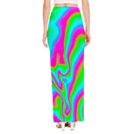Abstract Psychedelic Trippy Print High Slit Maxi Skirt