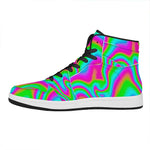 Abstract Psychedelic Trippy Print High Top Leather Sneakers