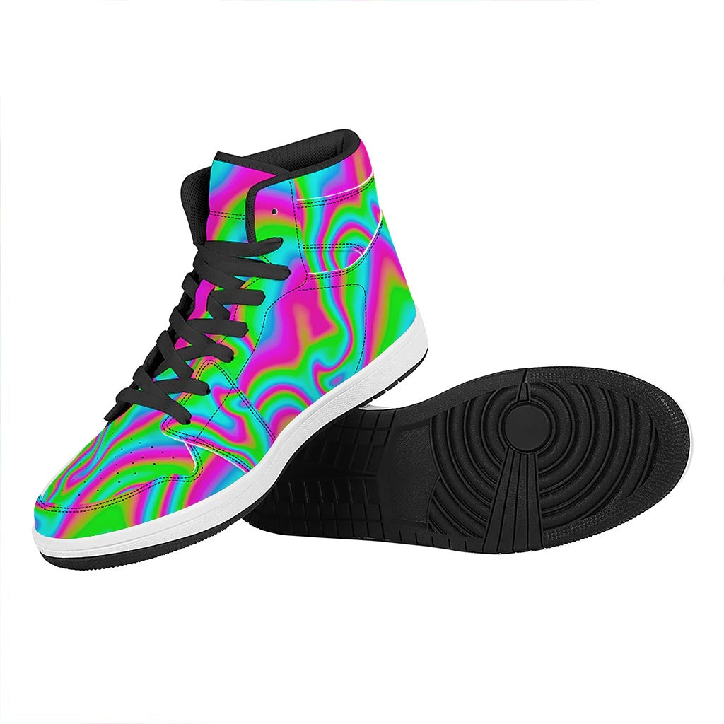 Abstract Psychedelic Trippy Print High Top Leather Sneakers