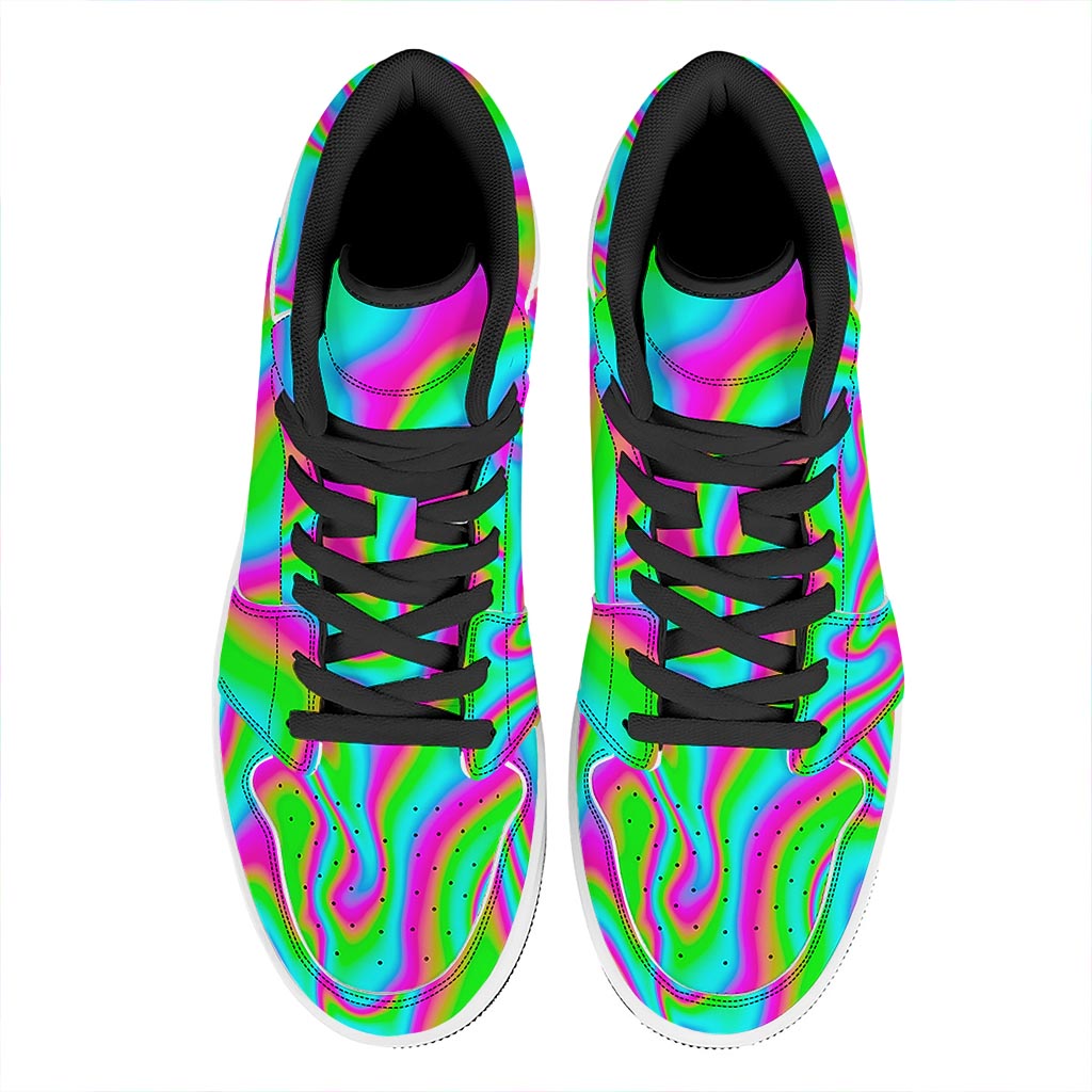 Abstract Psychedelic Trippy Print High Top Leather Sneakers