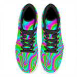 Abstract Psychedelic Trippy Print High Top Leather Sneakers