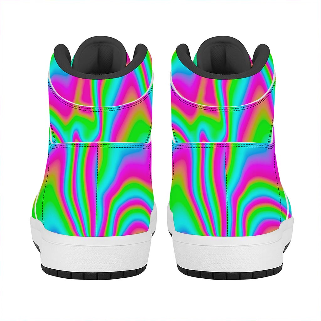 Abstract Psychedelic Trippy Print High Top Leather Sneakers