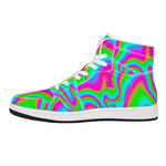 Abstract Psychedelic Trippy Print High Top Leather Sneakers