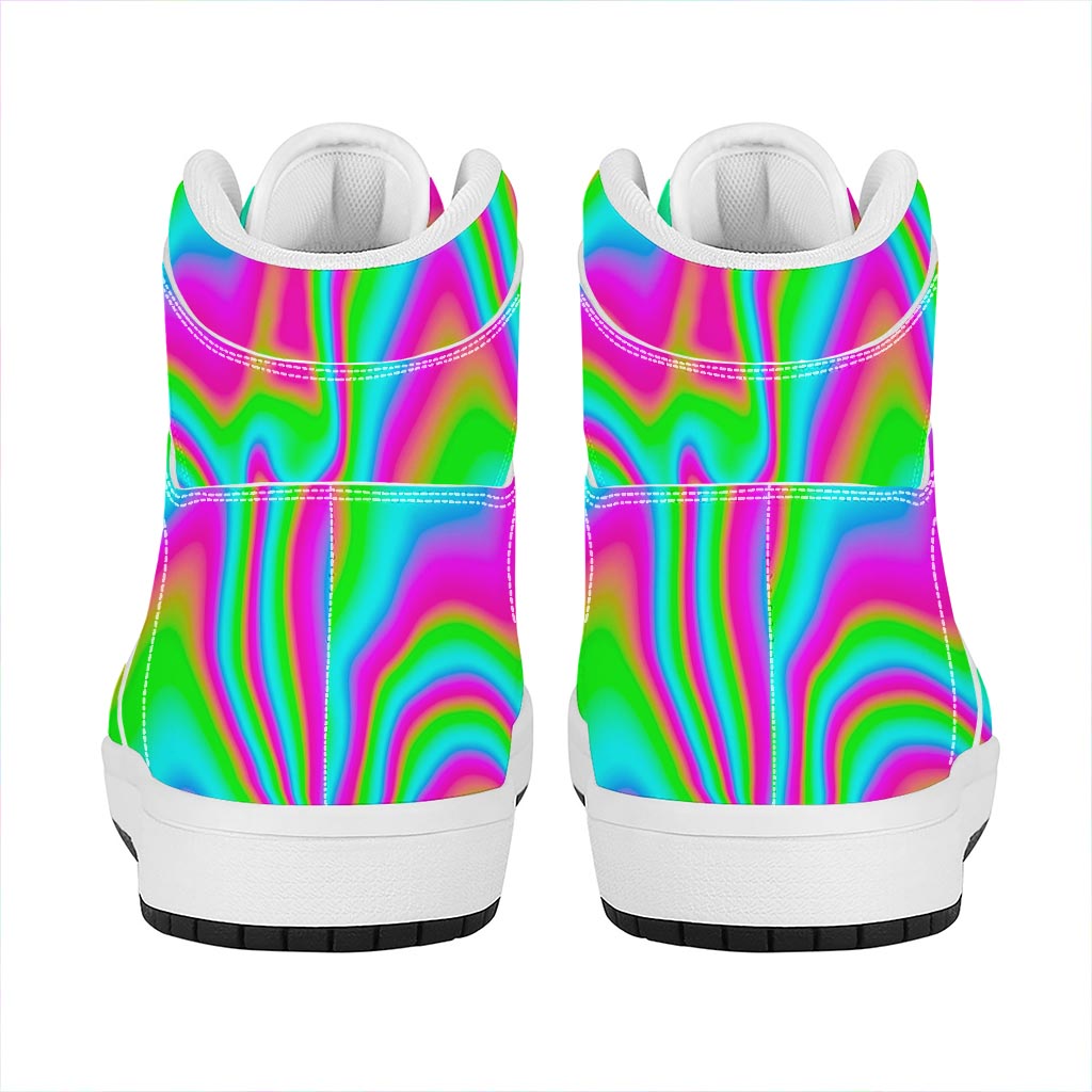 Abstract Psychedelic Trippy Print High Top Leather Sneakers