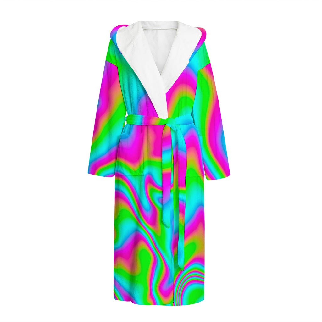 Abstract Psychedelic Trippy Print Hooded Bathrobe