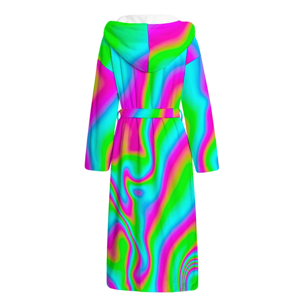 Abstract Psychedelic Trippy Print Hooded Bathrobe