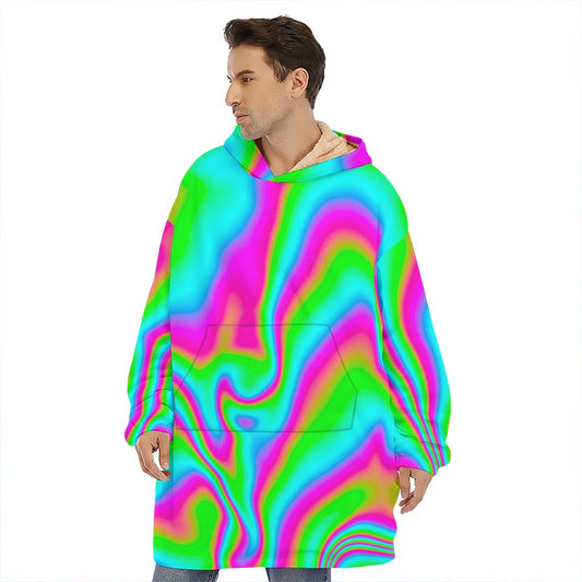 Abstract Psychedelic Trippy Print Hoodie Blanket