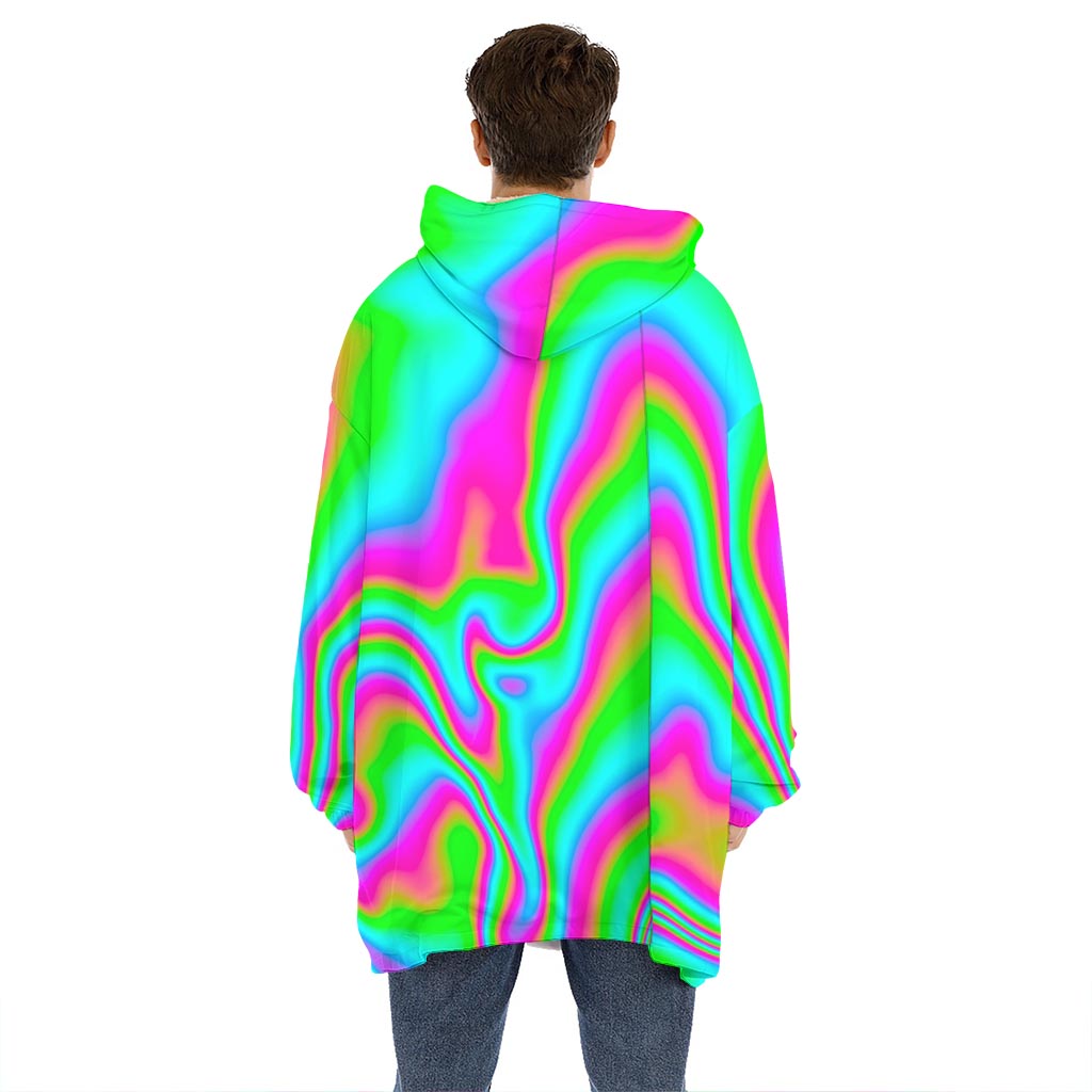 Abstract Psychedelic Trippy Print Hoodie Blanket