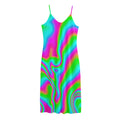 Abstract Psychedelic Trippy Print Jersey Midi Cami Dress