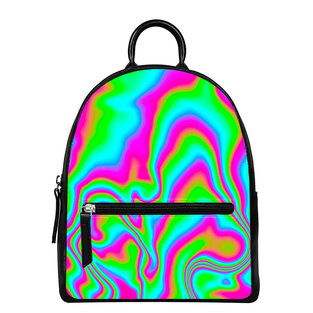 Abstract Psychedelic Trippy Print Leather Backpack