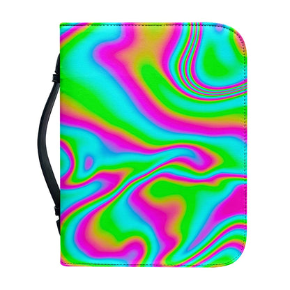 Abstract Psychedelic Trippy Print Leather Bible Cover